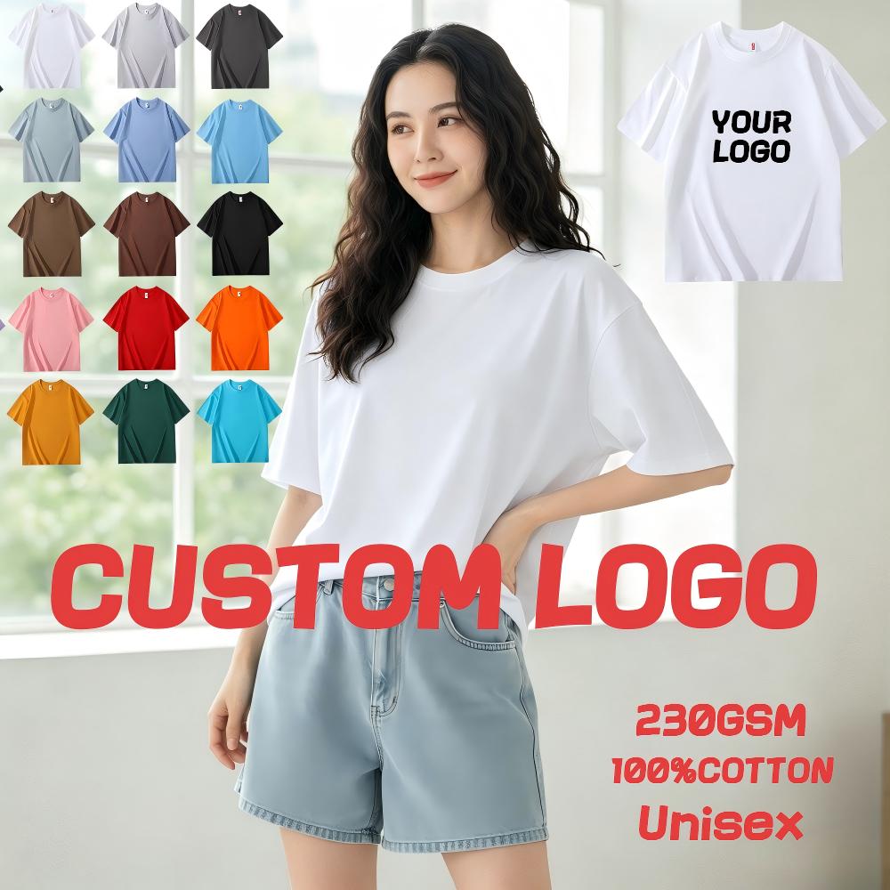 200gsm pure cotton slightly dropped shoulder loose short-sleeved T-shirt