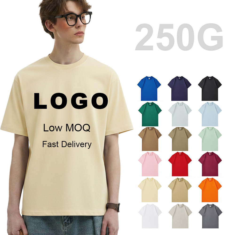 250g pure cotton solid color heavyweight trendy brand oversized crew neck t-shirt, wholesale, ready to ship, custom sizes available.